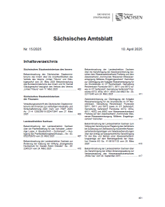 Sächsisches Amtsblatt Heft 15/2025 - Inhaltsverzeichnis