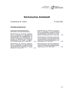 Sächsisches Amtsblatt Sonderdruck Heft 3/2025 - Inhaltsverzeichnis