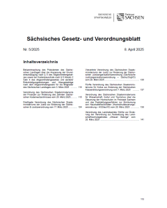 Sächsisches Gesetz- und Verordnungsblatt, Heft 5, Inhaltsverzeichnis