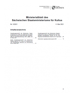 Ministerialblatt des Sächsischen Staatsministeriums für Kultus Heft 5/2021