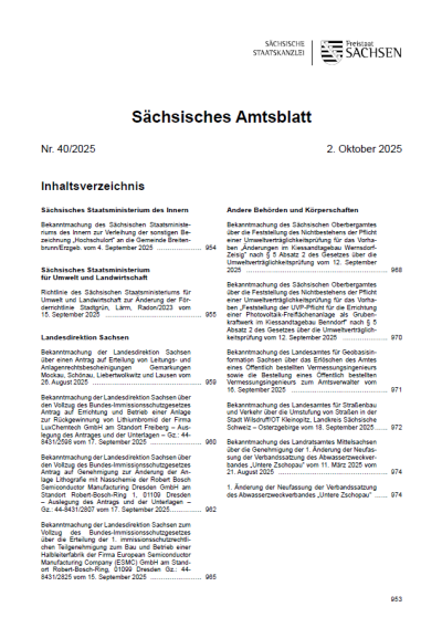 Sächsisches Amtsblatt Heft 40/2025