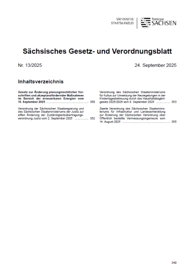 Sächsisches Gesetz- und Verordnungsblatt Heft 13/2025
