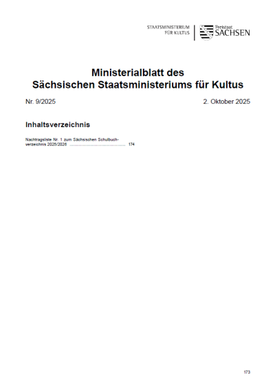 Ministerialblatt des Sächsischen Staatsministeriums für Kultus Heft 09/2025